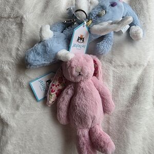 Jellycat Dragon and Pink Bunny Keychains
